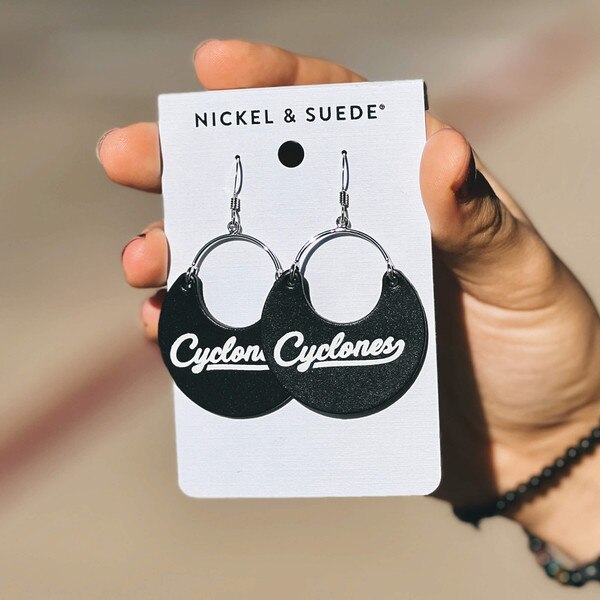 Cyclones Black & White Ninas Silver Earrings